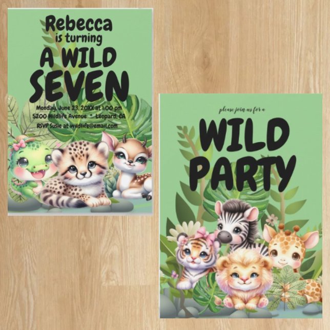 Convites de Aniversário Selvagem Frente e Verso (Criador carregado)