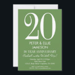 Convites de Aniversário Simples Modernos em Verde<br><div class="desc">Um convite de aniversário simples e moderno em verde musgo e branco. Perfeito para aniversários de casamento marcantes como 5º,  10º,  15º,  20º,  25º,  30º,  35º,  40º,  45º,  50º,  55º,  60º ... ou qualquer ano!</div>