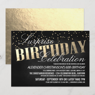 Convites de aniversário Surpresa Elegante