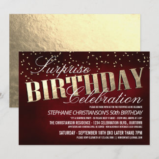 Convites de aniversário Surpresa Elegante