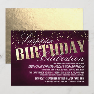 Convites de aniversário Surpresa Elegante