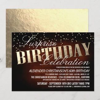 Convites de aniversário Surpresa Elegante