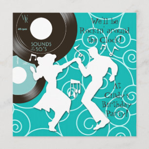 Convites de aniversário Tema da década de 1950