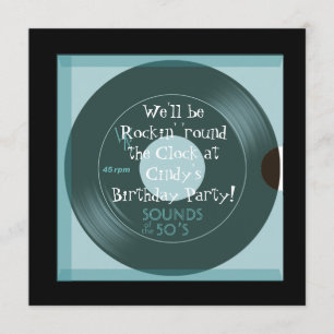 Convites de aniversário Tema da década de 1950