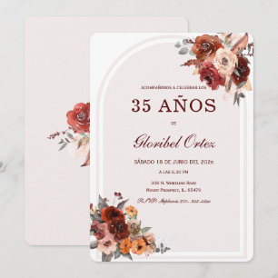 Convites De Aniversário Terracota Borgonha