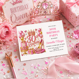 Convites de Aniversário Trinta Luxo Rosa e Dourado
