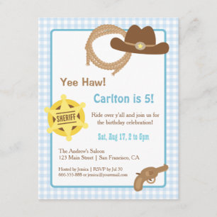Convites de Aniversário Western Cowboy Kids