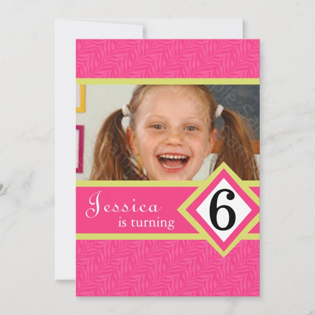 Convites de aniversário Zebra de 6 anos (Frente)