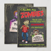 Convites de aniversário Zombie