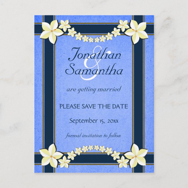 Convites de Anúncio de Noivado em Azul Rústico (Frente)