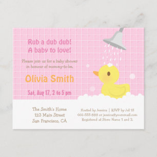 Convites de Baby Shower Patinho de Borracha Fofo