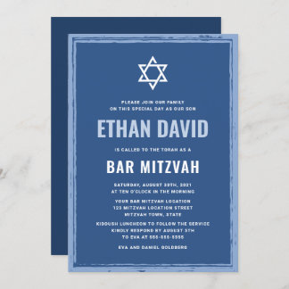 Convites de bar azul mitzvah com limite aproximado
