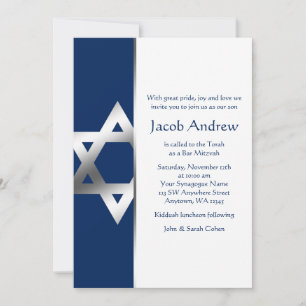 Convites de Bar Mitzvah Azul Marinho e Estrela de