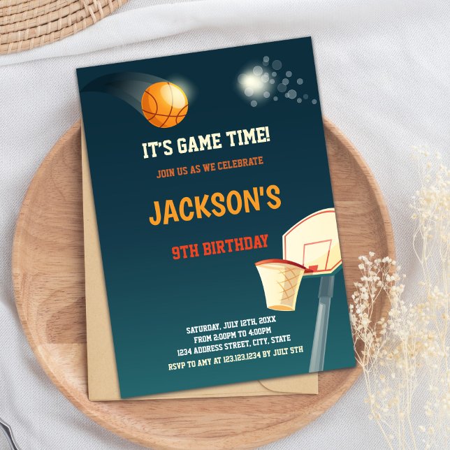 Convites de basquete Verde Escuro (Dark Green Basketball Invitations)