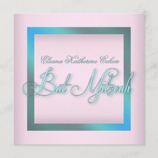 Convites de Bat Mitzvah Azul Teal Rosa