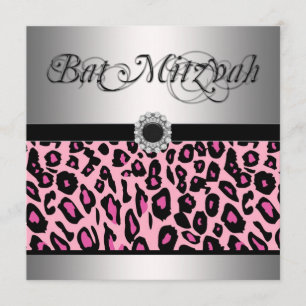 Convites de Bat Mitzvah de Leopardo Rosa