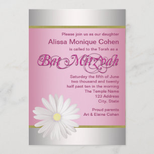 Convites de Bat Mitzvah de Margarida Branca Rosa