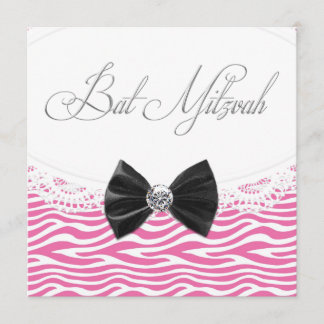 Convites de Bat Mitzvah de Zebra Rosa