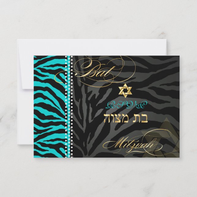 Convites de Bat Mitzvah/DIY Cor Aqua da PixDezines (Frente)