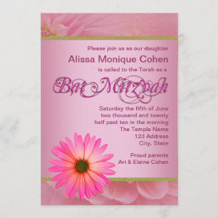 Convites de Bat Mitzvah Pink Daisy