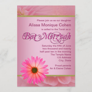 Convites de Bat Mitzvah Pink Daisy