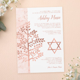 Convites de Bat Mitzvah Rose Gold Árvore da Vida