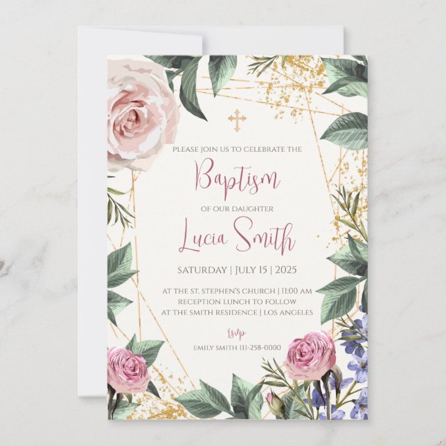 Convites de Batismo Menina para convites de Batiza (Frente)