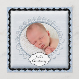 Convites de Batizado com Foto Meninos Bebê Azul Pr