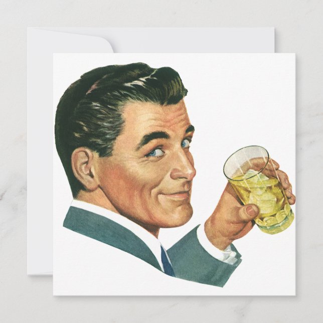 Convites de Bebidas de Coquetéis Vintage, Homem Be (Frente)