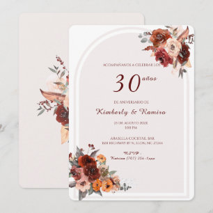 Convites De Boda Vintage Laranja 30 Aniversário