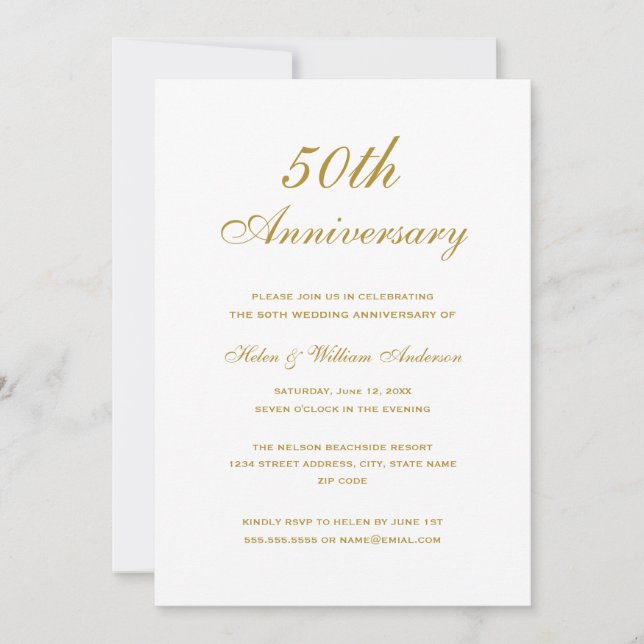Convites de Bodas de Ouro 50 Anos de Casamento (Frente)