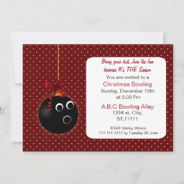 Convites de Boliche de Natal Vermelhos Fofos com B