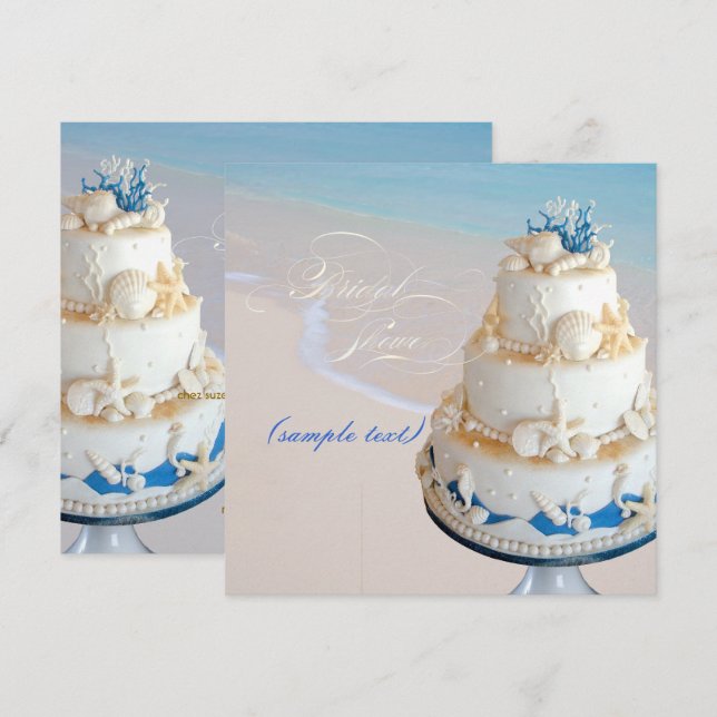 Convites de bolo / chá de noiva conchas da PixDezi (Frente/Verso)