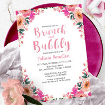 Convites de Brunch e Espumante Floral Rosa Sublime