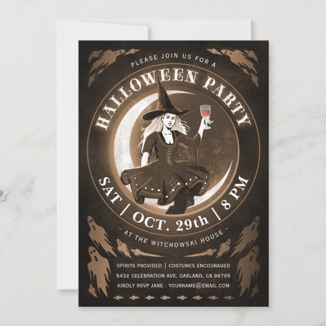 Convites de Bruxas e Luas | Âmbar (Frente)