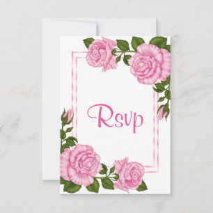 Convites de Cantos de Buquês Rosa Bonito para RSVP