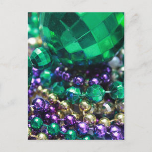 Convites de cartão-postal verde de contas de Mardi
