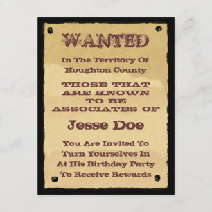 Convites de Cartaz de Procurado para Festa Temátic