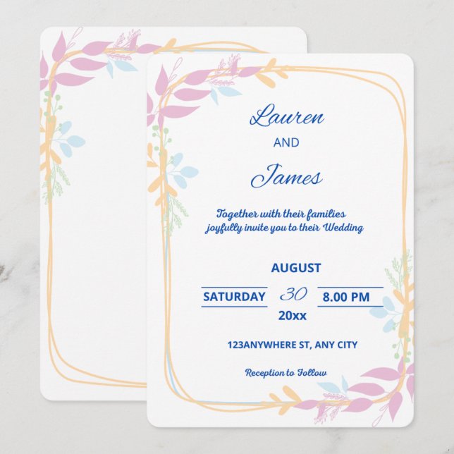 Convites de Casamento (Frente/Verso)
