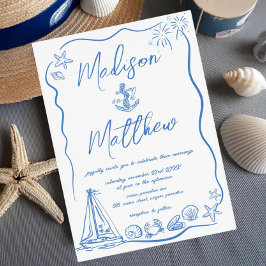 Convites de Casamento Âncora Praia Náutica Desenha