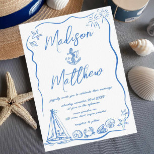 Convites de Casamento Âncora Praia Náutica Desenha