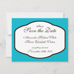 Convites de casamento Aqua Brown & White Save the 
