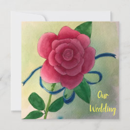 Convites de Casamento Aquarela com Rosa Rosa e Fit