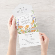 Convites de Casamento Aquarela Flores Silvestres