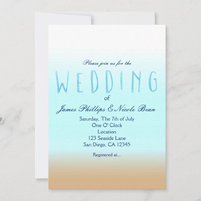 Convites de Casamento Aquarela Ombre Elegante Prai (Frente)