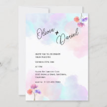 Convites de Casamento Artísticos Rosa e Azul