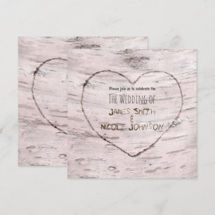 Convites de Casamento Árvore de Bétula e Coração T