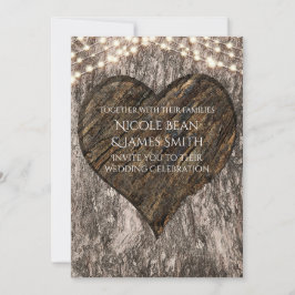 Convites de Casamento Árvore Talhada com Coração e