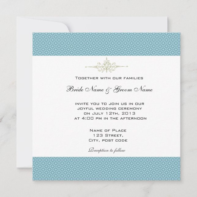 Convites de casamento azuis reais simples e elegan (Frente)