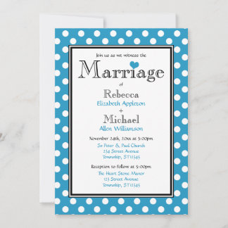 Convites de Casamento Azul bolinhas